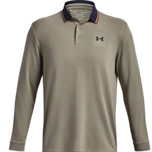 Under Armour Mens Polo Shirt Khaki Playoff 3.0 Long Sleeve Polo  Sz 3XL